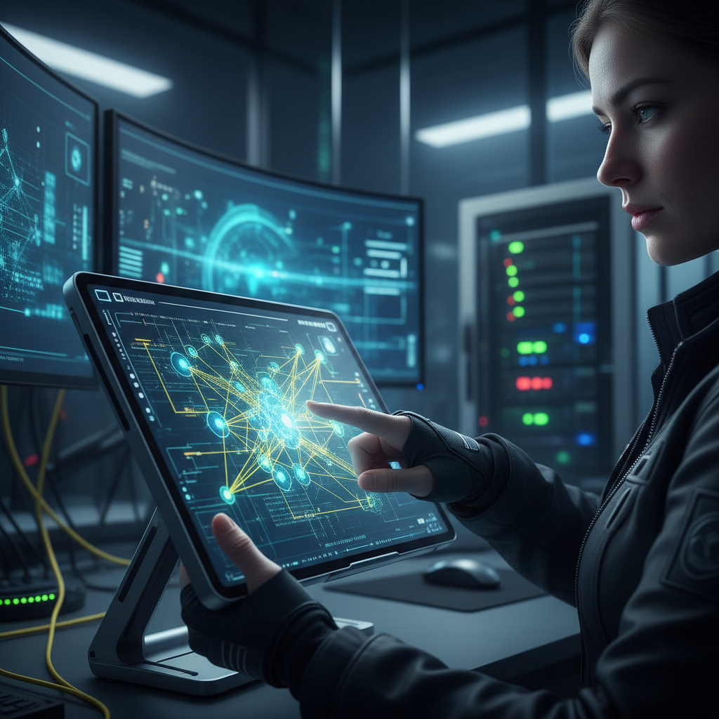 Forensic analysts reviewing blockchain intelligence on large displays