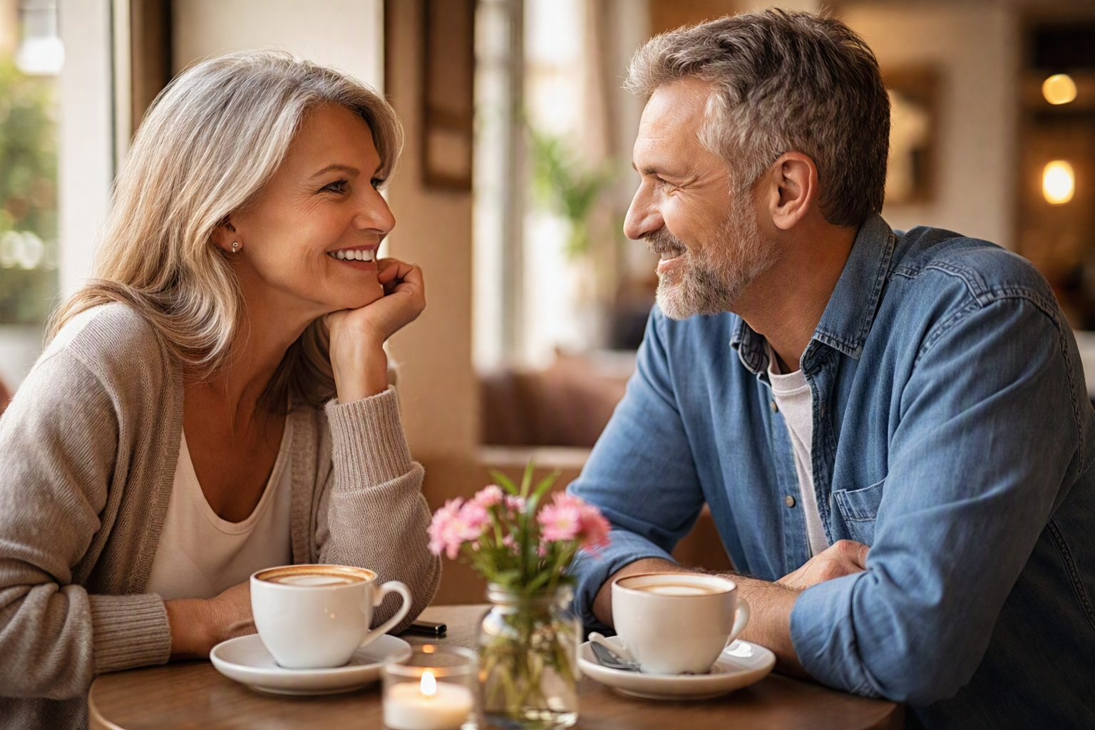 A couple talking together on a first date