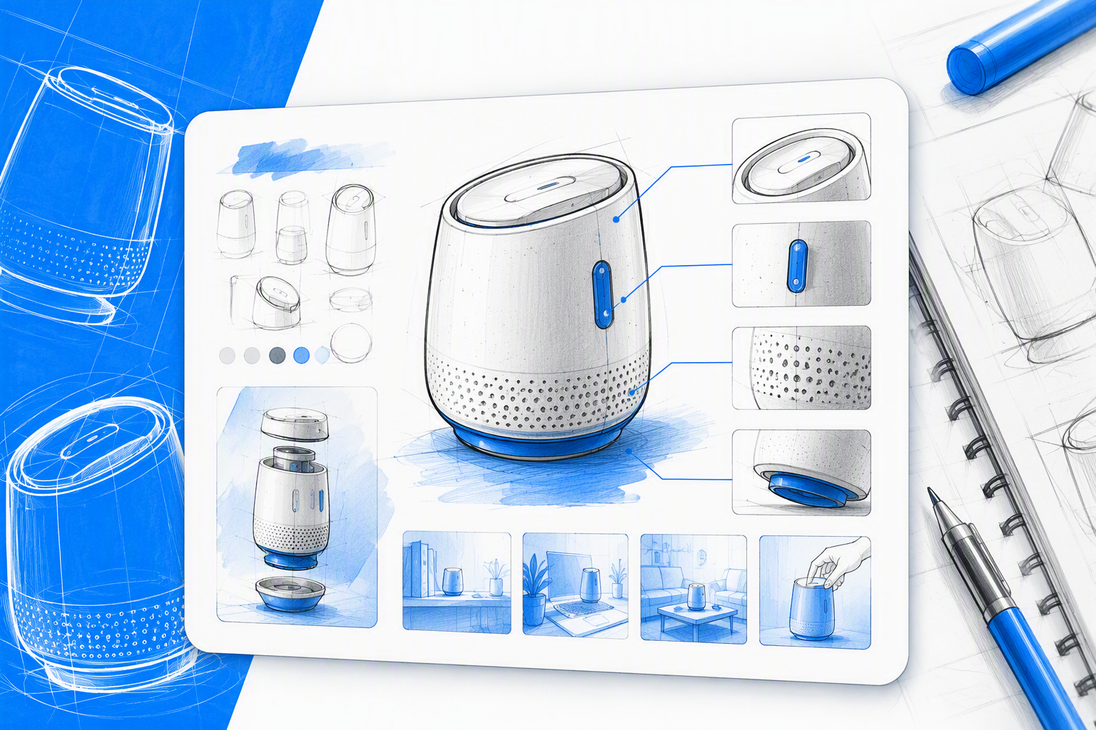 An annotated product design portfolio sample project card