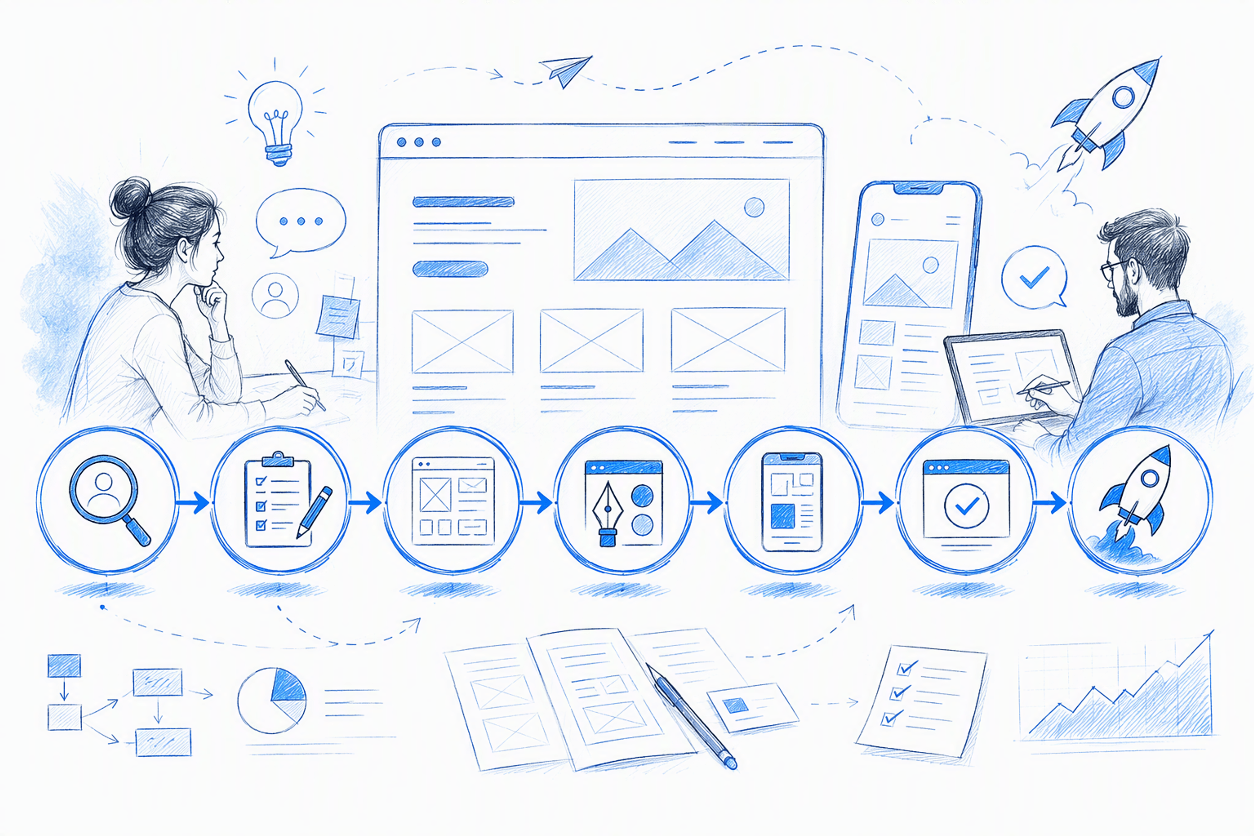 UI UX web design services: 7 essential stages from discovery to launch